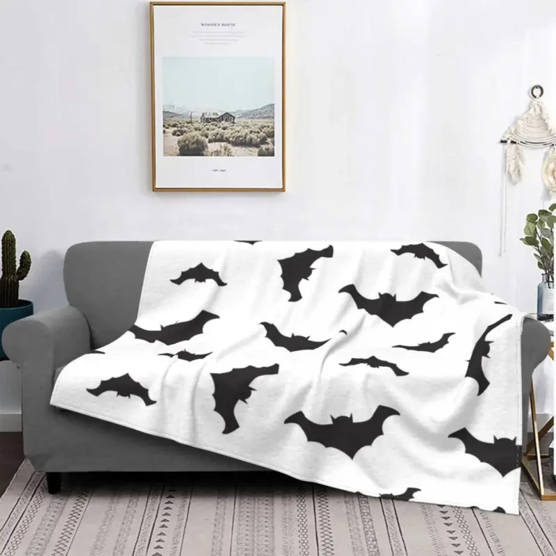 Bat Pattern Halloween Gothic Wool Flannel Blanket tag1