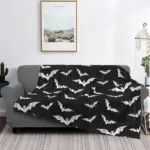 Bat Pattern Halloween Gothic Wool Flannel Blanket tag1