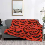 Bat Pattern Halloween Gothic Wool Flannel Blanket tag1