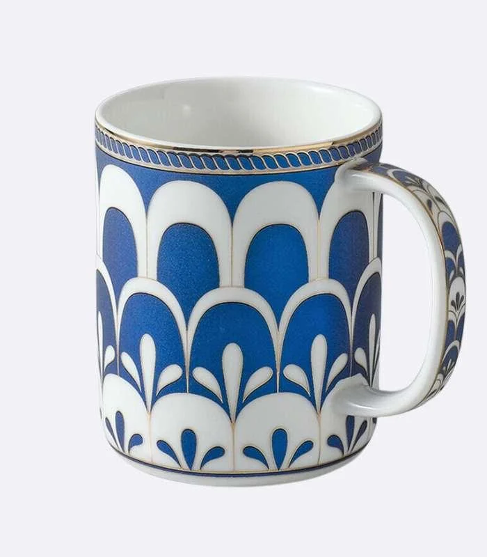 Bathroom Accessories Mouthwash Mug Blue & White Ceramic -  - #tag1#