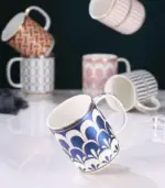 Bathroom Accessories Mouthwash Mug Blue White Ceramic tag1