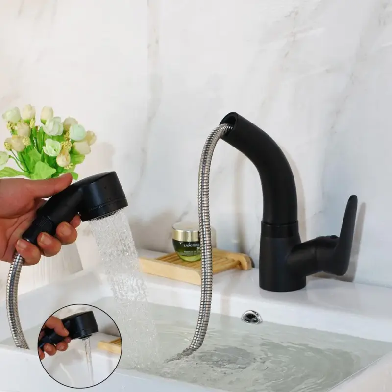 Bathroom Extendable Lift Brass Mixer Tap Faucet tag1