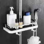 Bathroom Shelf Caddy for Shower Rail No Drilling Pole Shower Storage Rack Holder tag1