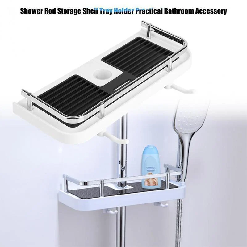 Bathroom Shelf Caddy for Shower Rail, No Drilling Pole Shower Storage Rack Holder -  - #tag1#