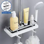 Bathroom Shelf Caddy for Shower Rail No Drilling Pole Shower Storage Rack Holder tag1