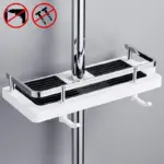 Bathroom Shelf Caddy for Shower Rail No Drilling Pole Shower Storage Rack Holder tag1