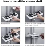 Bathroom Shelf Caddy for Shower Rail No Drilling Pole Shower Storage Rack Holder tag1