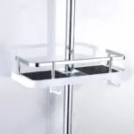 Bathroom Shelf Caddy for Shower Rail No Drilling Pole Shower Storage Rack Holder tag1