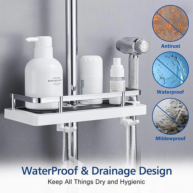Bathroom Shelf Caddy for Shower Rail, No Drilling Pole Shower Storage Rack Holder -  - #tag1#