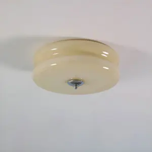 BauhausGleam - Cream Glass Ceiling Light - Round LED Surface Mounted Light