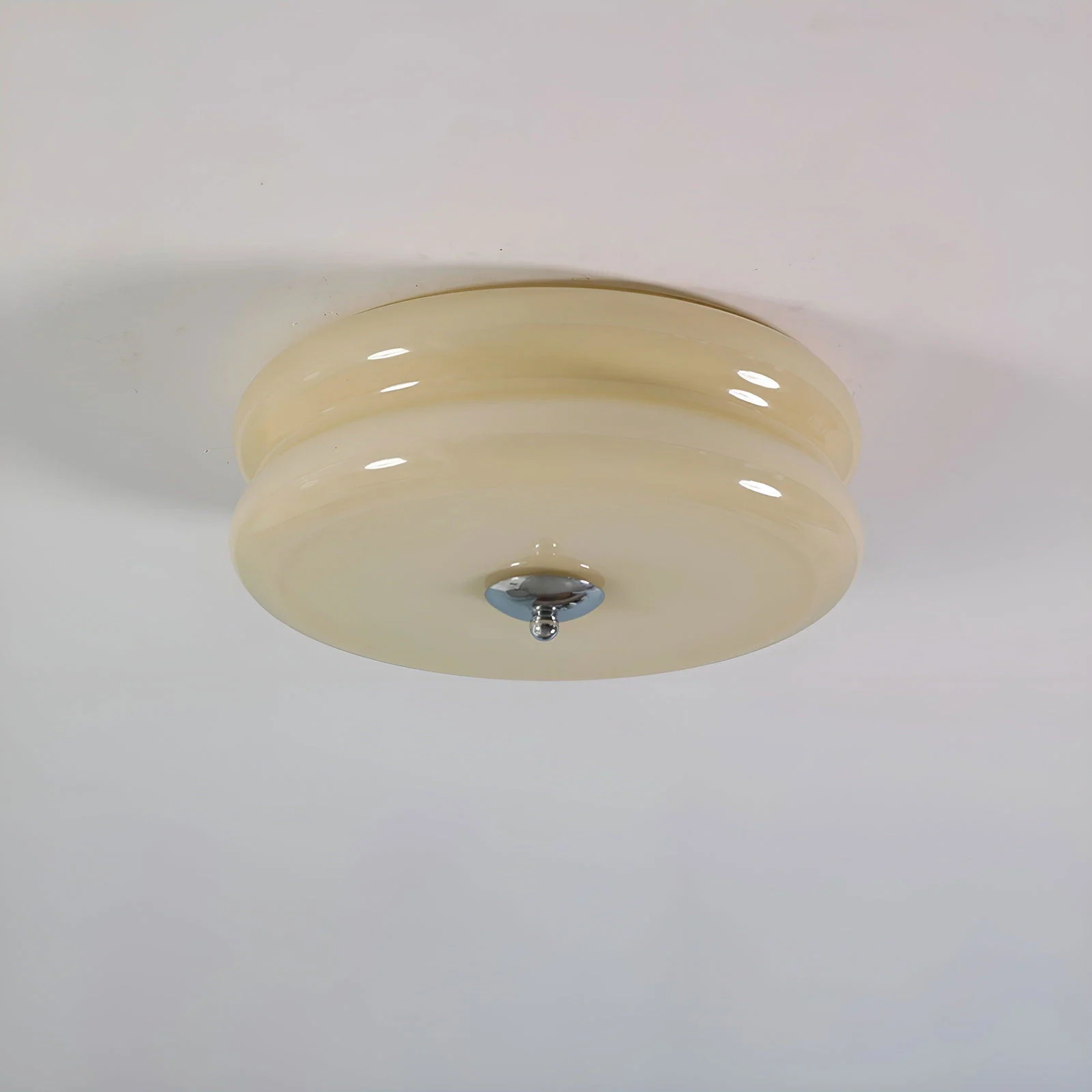 BauhausGleam - Cream Glass Ceiling Light - Round LED Surface Mounted Light -  - #tag1#