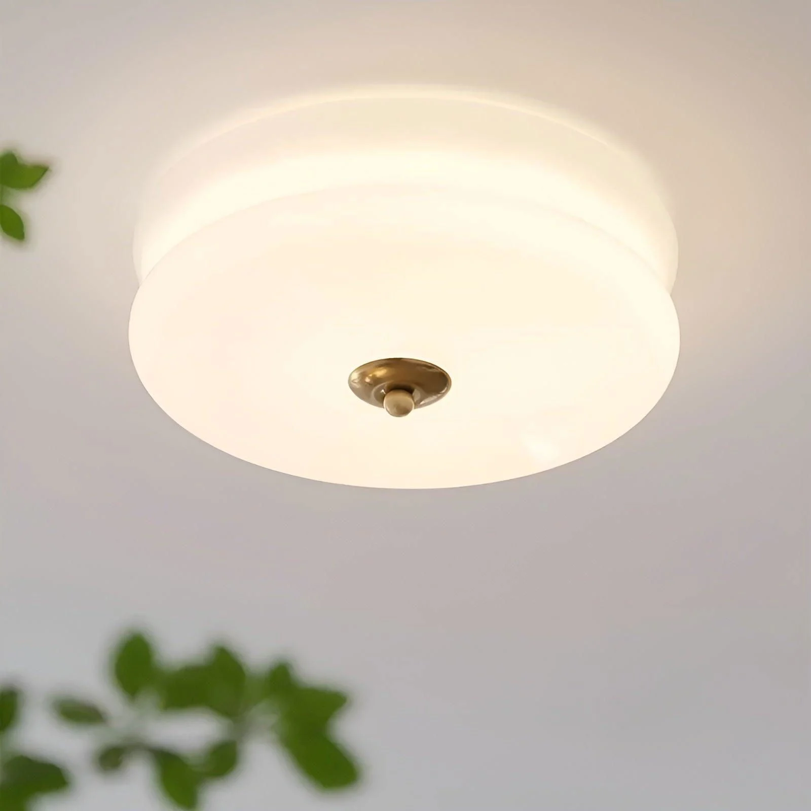 BauhausGleam - Cream Glass Ceiling Light - Round LED Surface Mounted Light -  - #tag1#