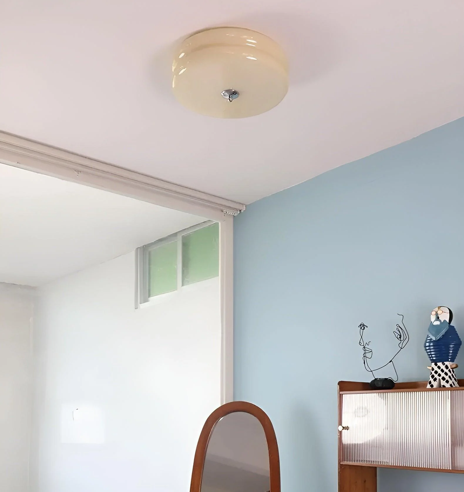 BauhausGleam - Cream Glass Ceiling Light - Round LED Surface Mounted Light -  - #tag1#