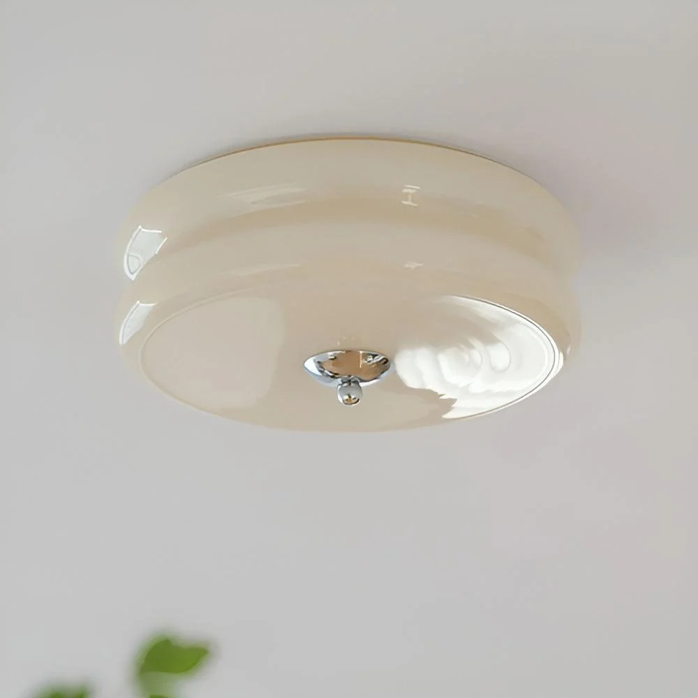 BauhausGleam - Cream Glass Ceiling Light - Round LED Surface Mounted Light -  - #tag1#