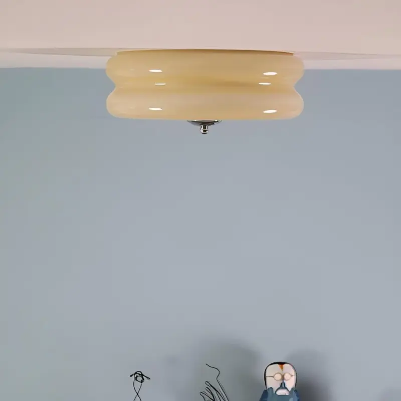 BauhausGleam Cream Glass Ceiling Light Round LED Surface Mounted Light tag1
