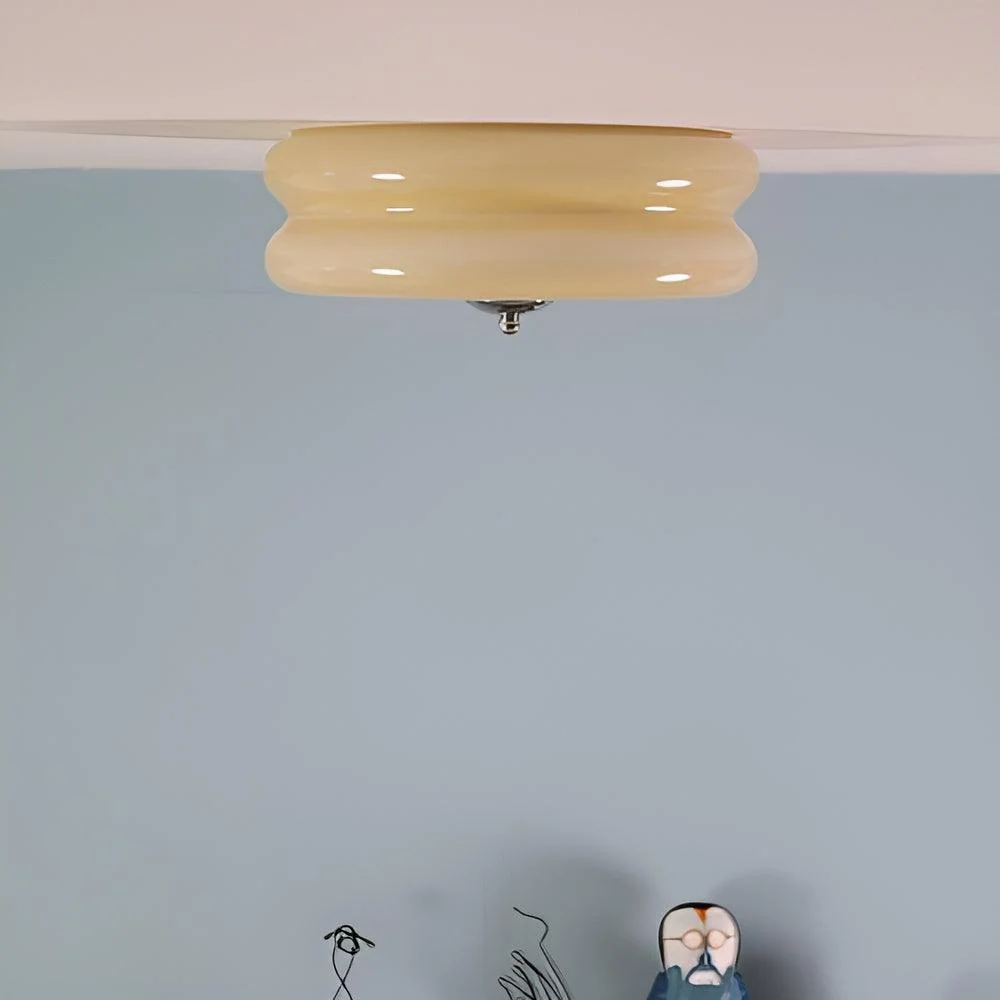 BauhausGleam - Cream Glass Ceiling Light - Round LED Surface Mounted Light -  - #tag1#