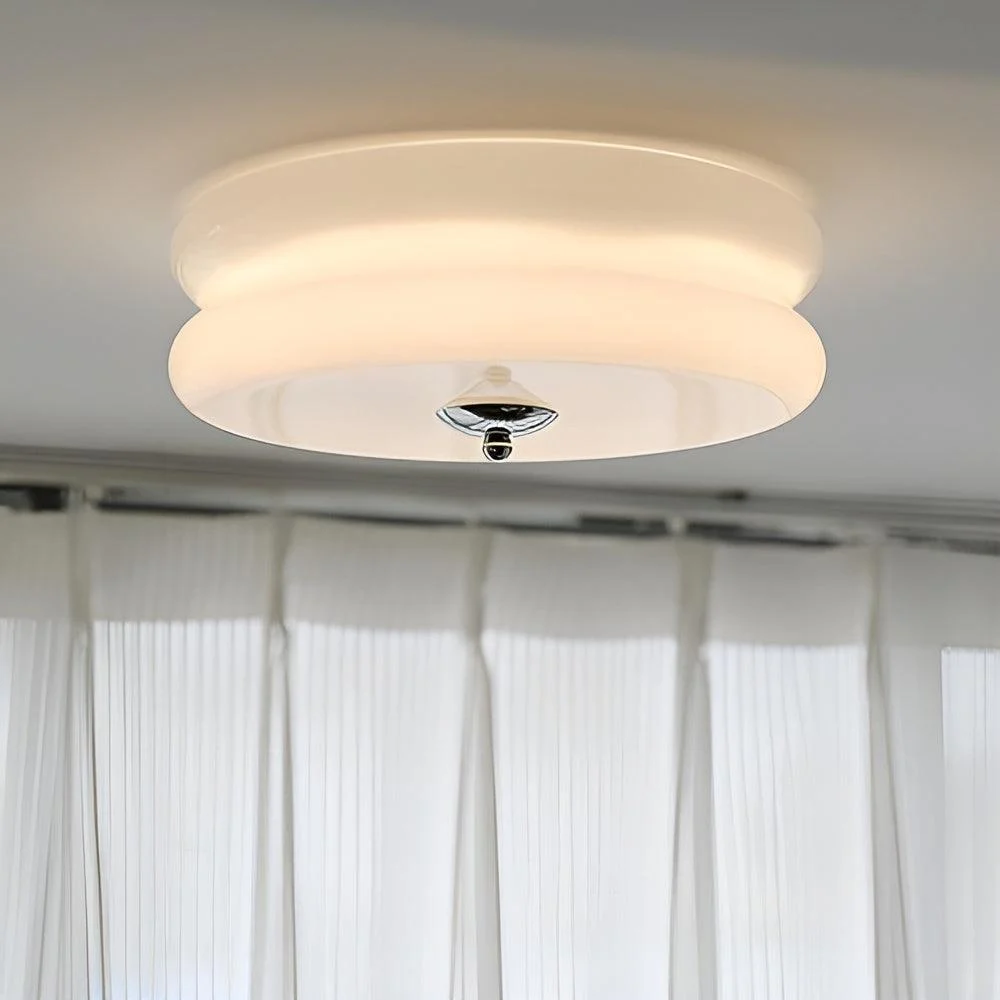 BauhausGleam - Cream Glass Ceiling Light - Round LED Surface Mounted Light -  - #tag1#