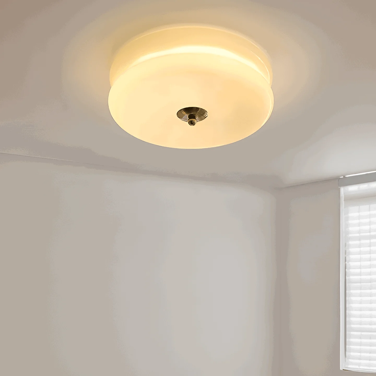BauhausGleam - Cream Glass Ceiling Light - Round LED Surface Mounted Light -  - #tag1#