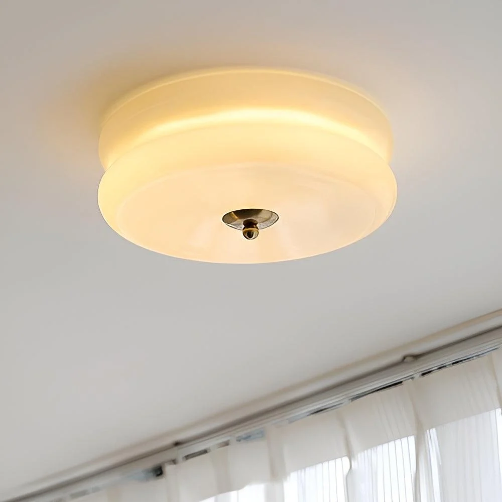 BauhausGleam - Cream Glass Ceiling Light - Round LED Surface Mounted Light -  - #tag1#
