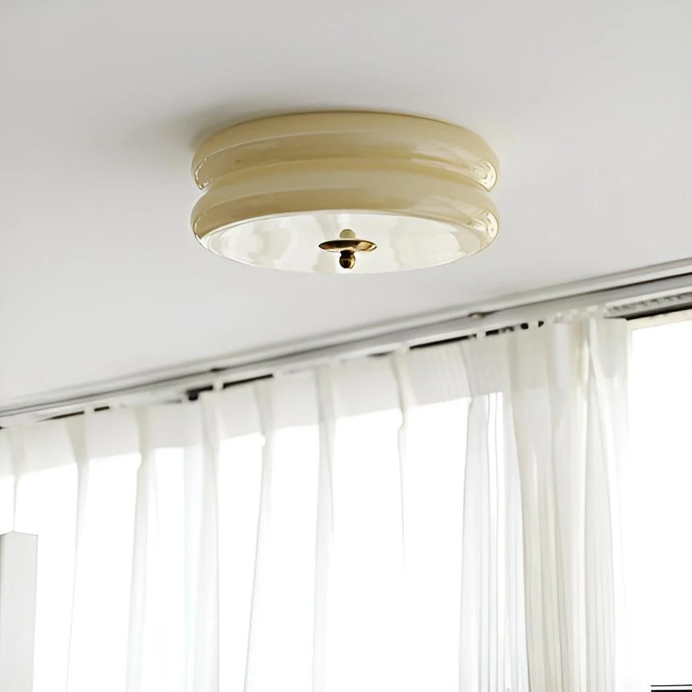 BauhausGleam - Cream Glass Ceiling Light - Round LED Surface Mounted Light -  - #tag1#