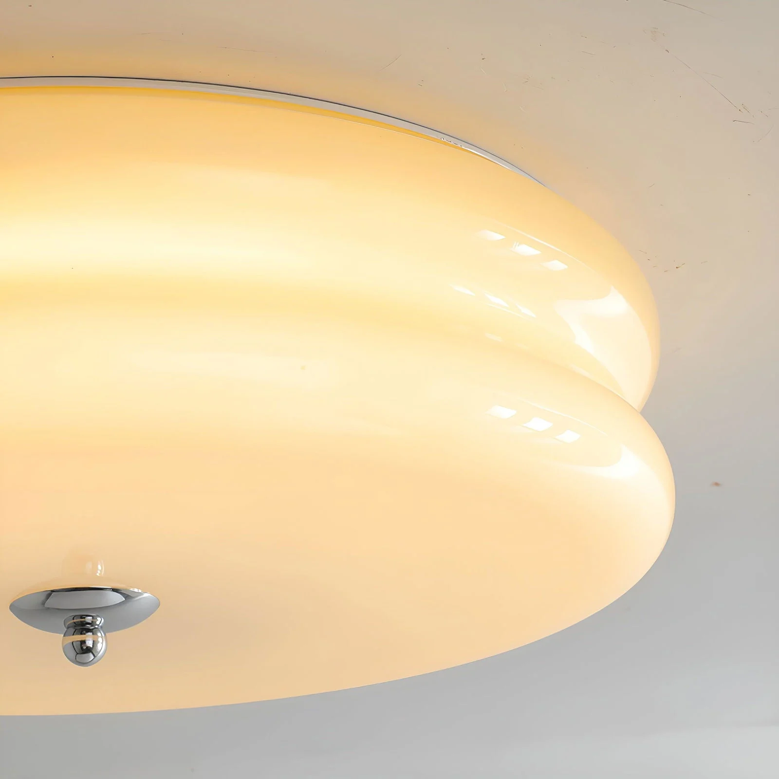 BauhausGleam - Cream Glass Ceiling Light - Round LED Surface Mounted Light -  - #tag1#