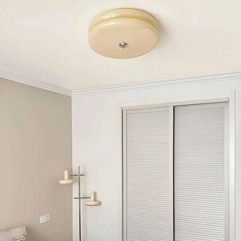 BauhausGleam Cream Glass Ceiling Light Round LED Surface Mounted Light tag1