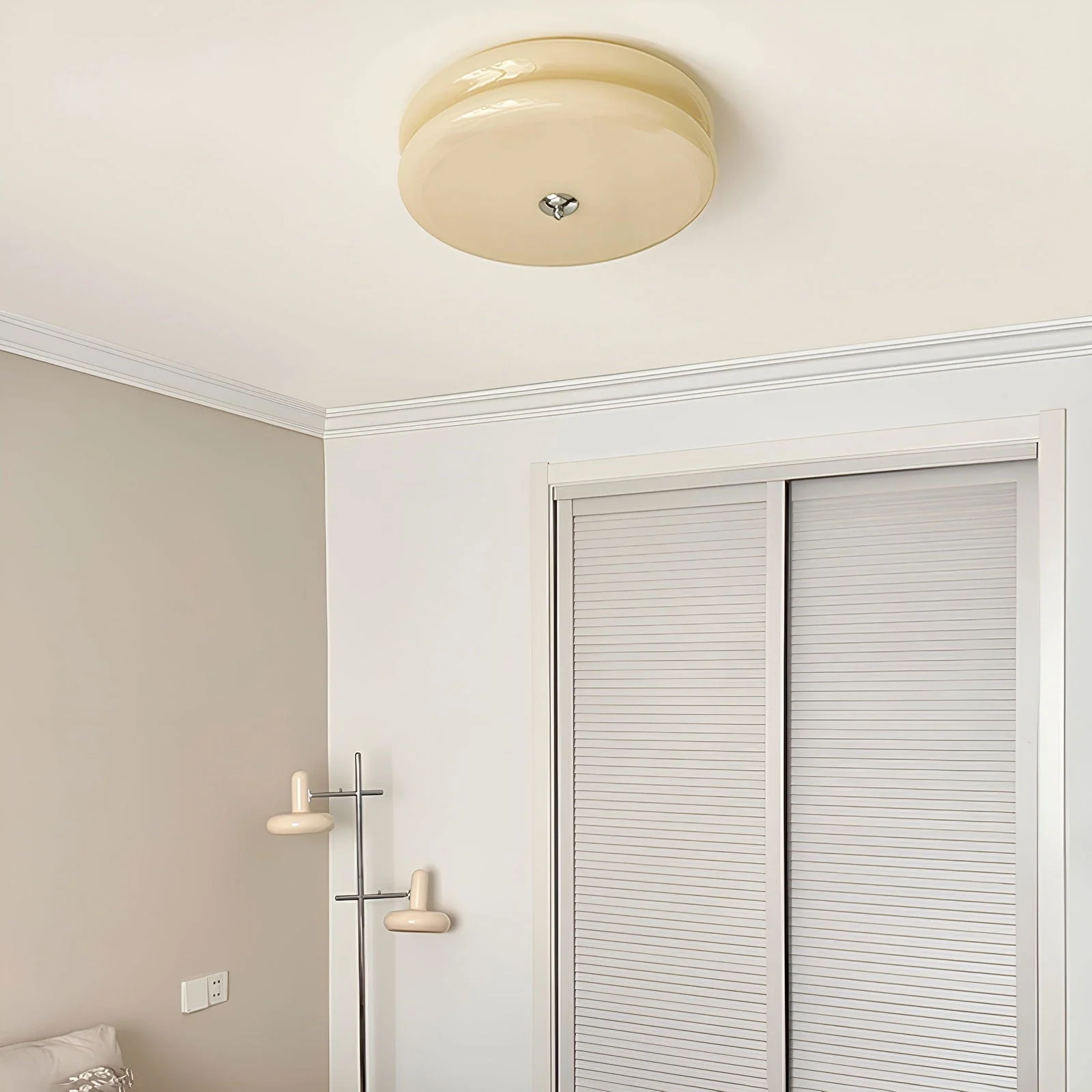 BauhausGleam - Cream Glass Ceiling Light - Round LED Surface Mounted Light -  - #tag1#