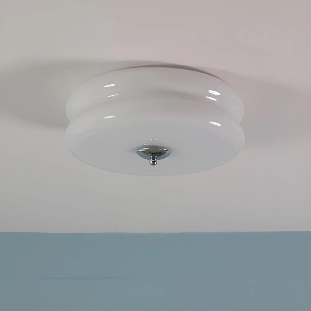 BauhausGleam - Cream Glass Ceiling Light - Round LED Surface Mounted Light -  - #tag1#