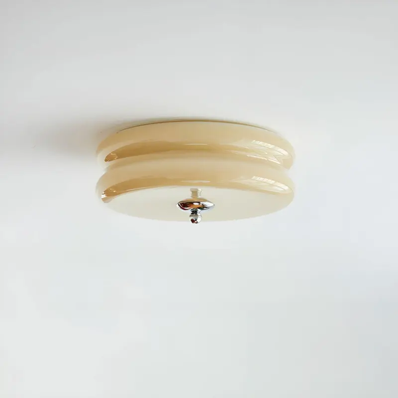 BauhausGleam Cream Glass Ceiling Light Round LED Surface Mounted Light tag1