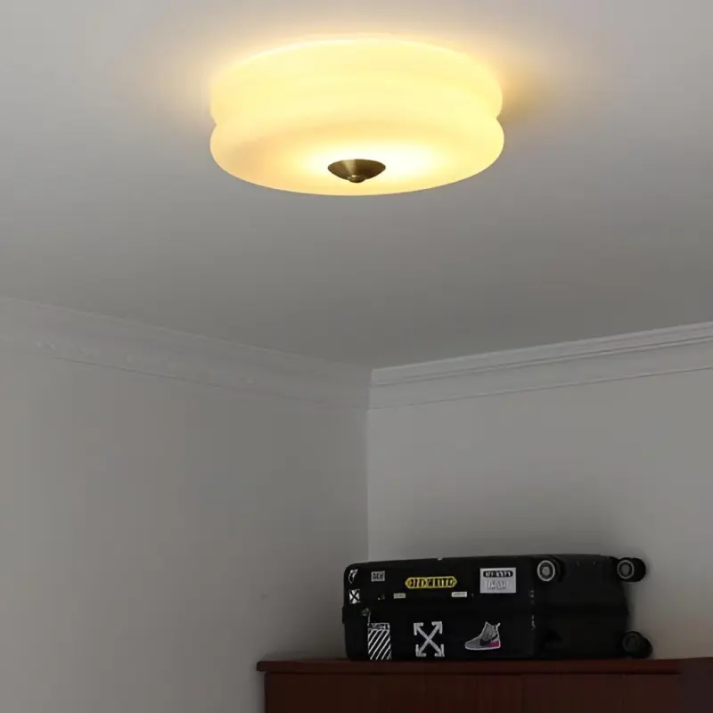 BauhausGleam Cream Glass Ceiling Light Round LED Surface Mounted Light tag1