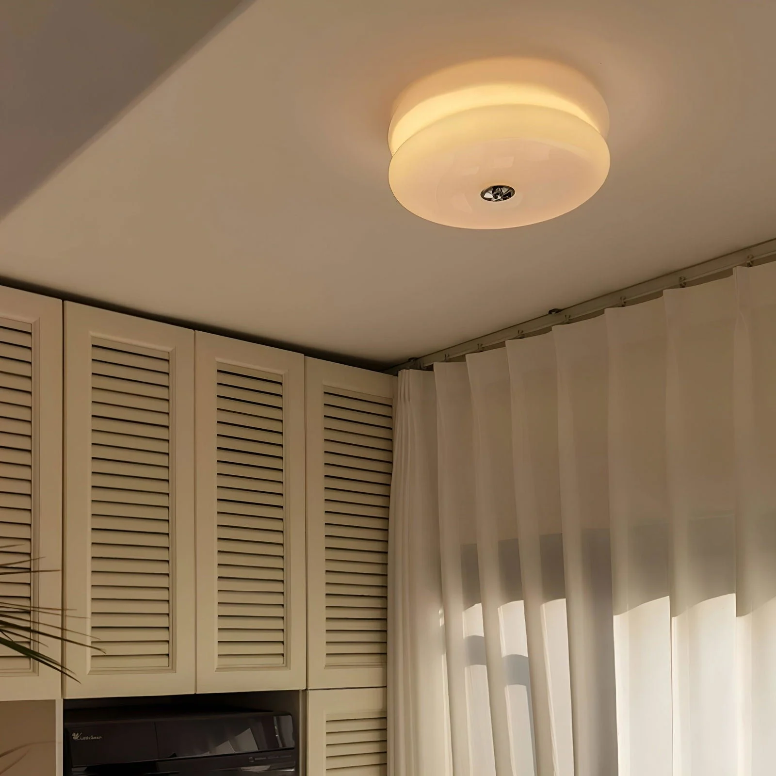 BauhausGleam - Cream Glass Ceiling Light - Round LED Surface Mounted Light -  - #tag1#