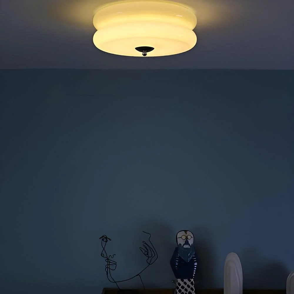 BauhausGleam - Cream Glass Ceiling Light - Round LED Surface Mounted Light -  - #tag1#