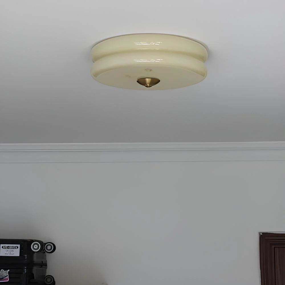 BauhausGleam - Cream Glass Ceiling Light - Round LED Surface Mounted Light -  - #tag1#