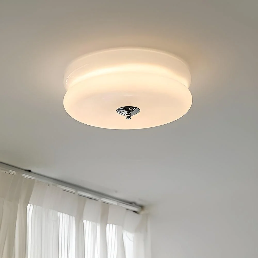 BauhausGleam - Cream Glass Ceiling Light - Round LED Surface Mounted Light -  - #tag1#