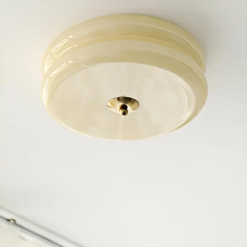 BauhausGleam Cream Glass Ceiling Light Round LED Surface Mounted Light tag1