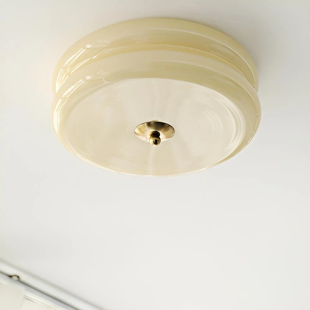 BauhausGleam - Cream Glass Ceiling Light - Round LED Surface Mounted Light -  - #tag1#
