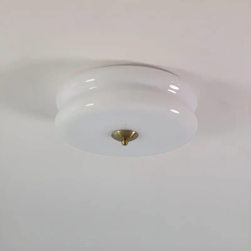 BauhausGleam Cream Glass Ceiling Light Round LED Surface Mounted Light tag1