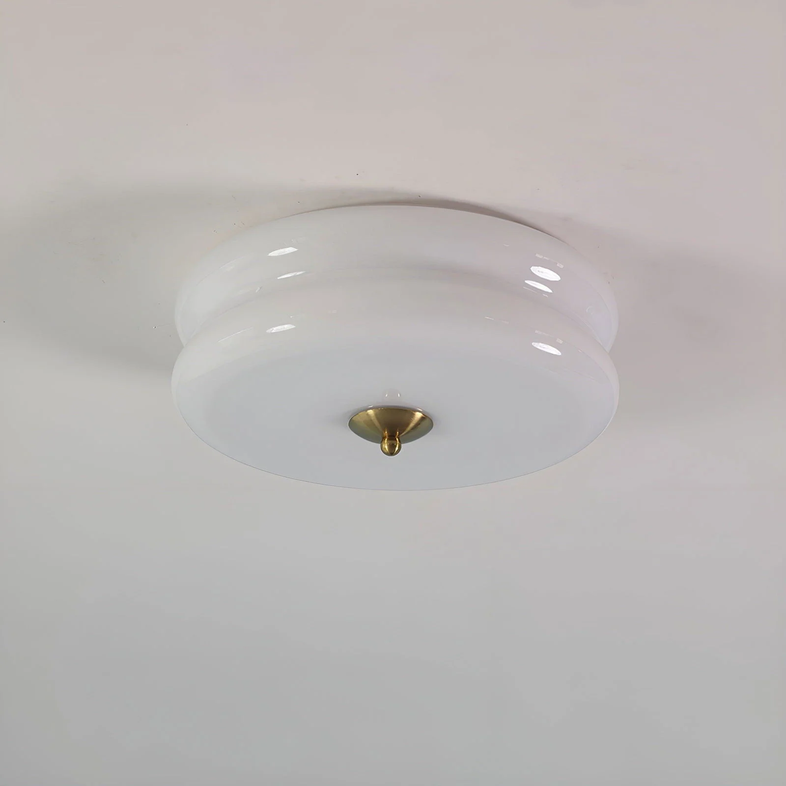 BauhausGleam - Cream Glass Ceiling Light - Round LED Surface Mounted Light -  - #tag1#