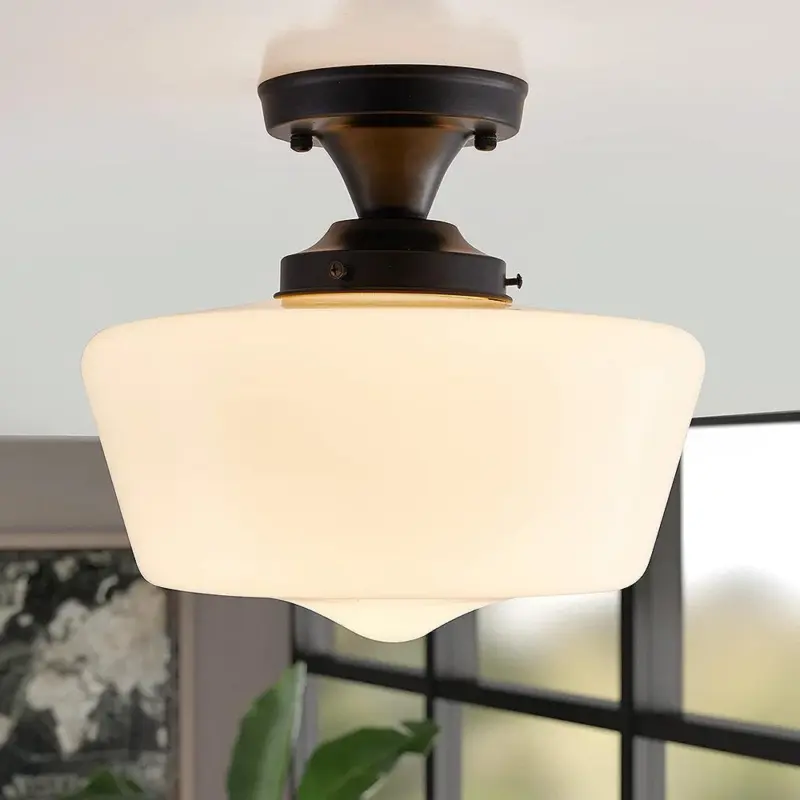 Bauhaus Cream Brass Hallway Ceiling Lamp tag1