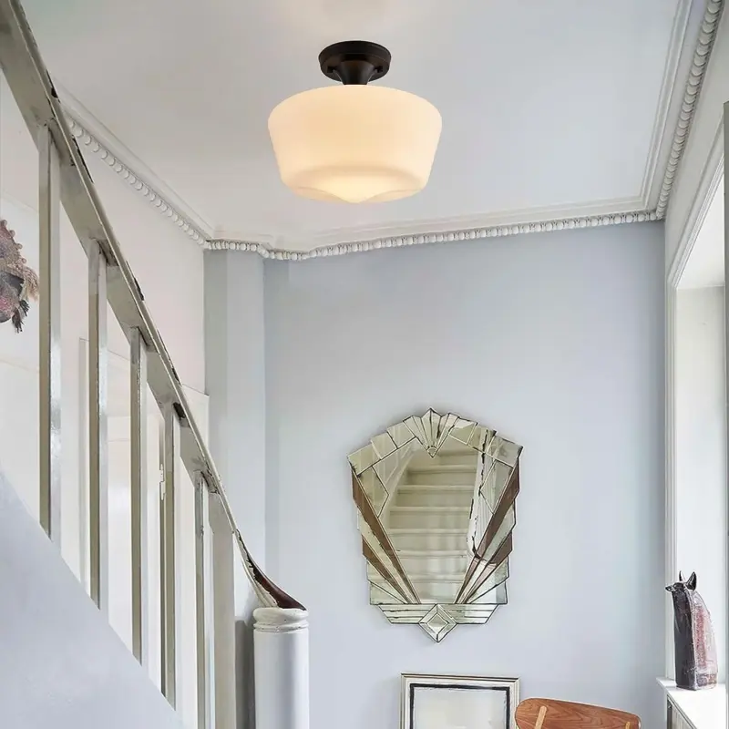 Bauhaus Cream Brass Hallway Ceiling Lamp tag1