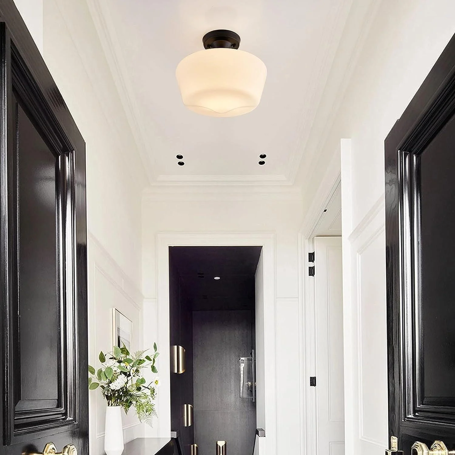 Bauhaus Cream Brass Hallway Ceiling Lamp -  - #tag1#