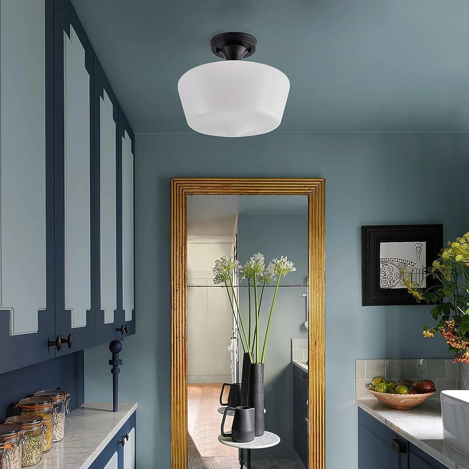 Bauhaus Cream Brass Hallway Ceiling Lamp -  - #tag1#