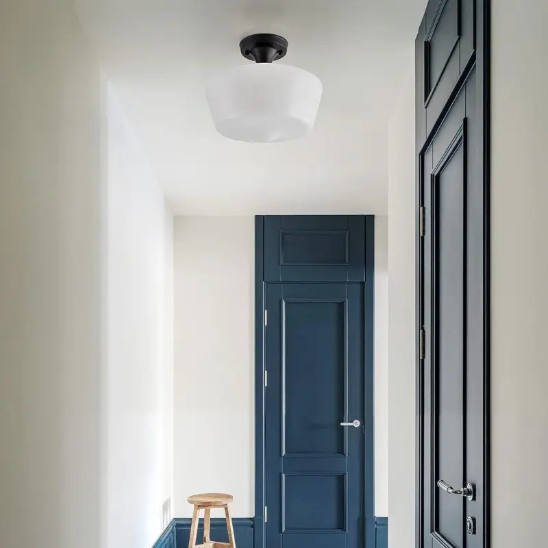 Bauhaus Cream Brass Hallway Ceiling Lamp tag1