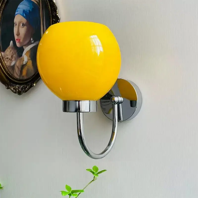 Bauhaus Cream French Glass Wall Lamp tag1
