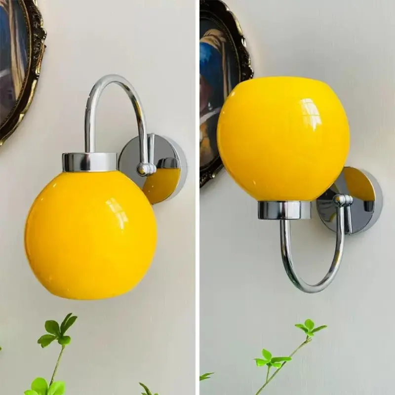 Bauhaus Cream French Glass Wall Lamp tag1