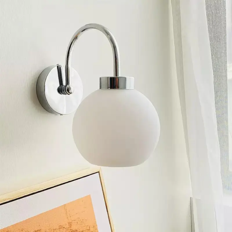 Bauhaus Cream French Glass Wall Lamp tag1
