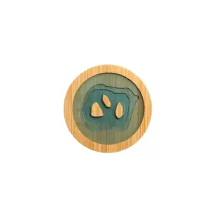 Beach Contour Line Epoxy Art Wooden Coaster