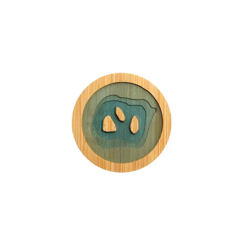 Beach Contour Line Epoxy Art Wooden Coaster