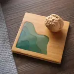 Beach Contour Line Epoxy Art Wooden Coaster