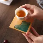 Beach Contour Line Epoxy Art Wooden Coaster